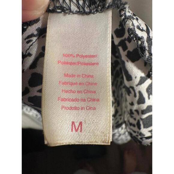 Oscar de la Renta Black White Long Silky Dress Size M Ruffled Feminine Cocktail - Picture 6 of 6